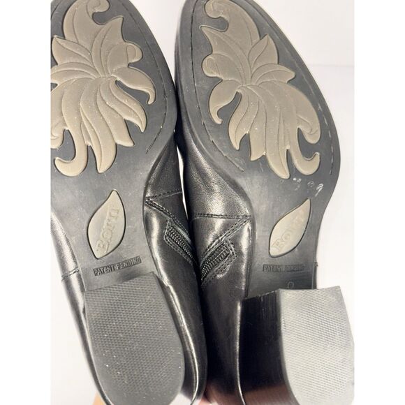 Born Black Leather Ankle Boot Shootie Bootie Block Heel Side Zip Classic Women 9 - Picture 15 of 16